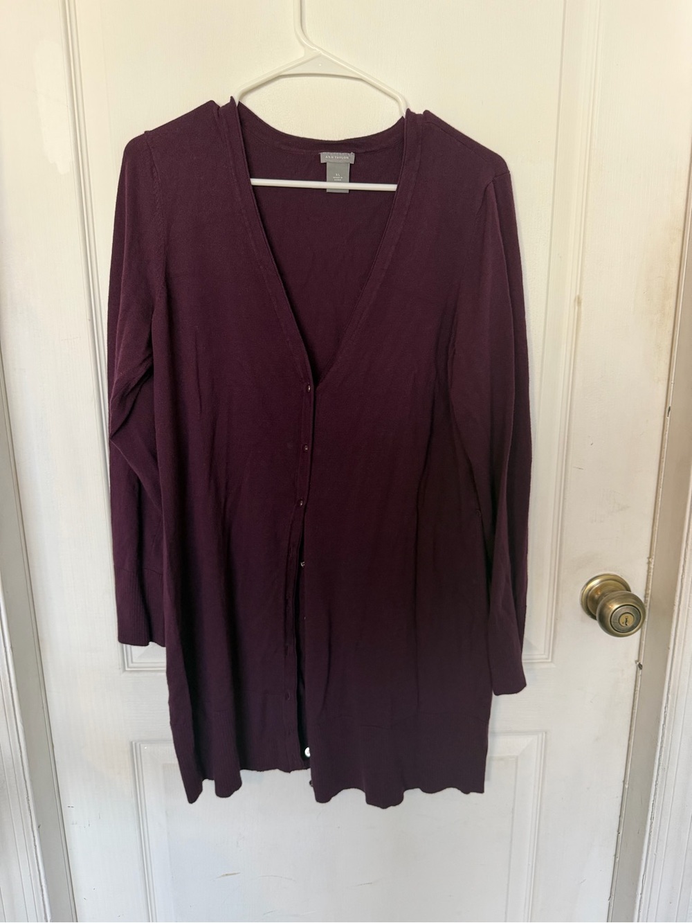 Ann Taylor Deep Plum V-Neck Sweater classic office work wear
